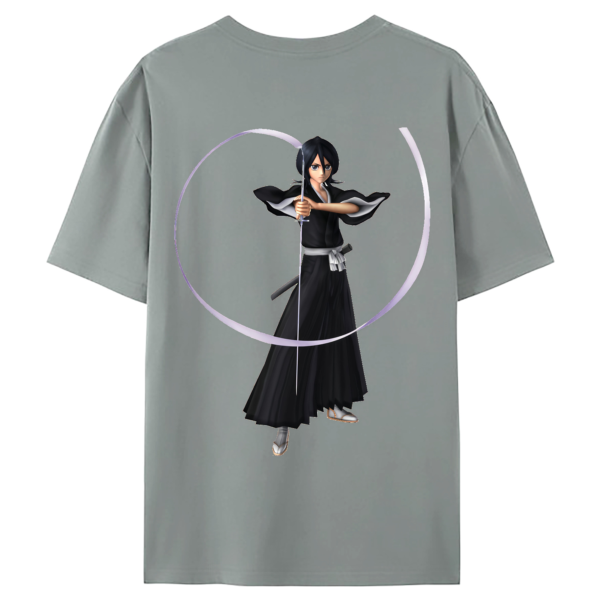 （画像用） ブリーチ 朽木ルキア BLEACH Kuchiki Rukia 綿100％ メンズ半袖Tシャツ（バックプリント） 通気性